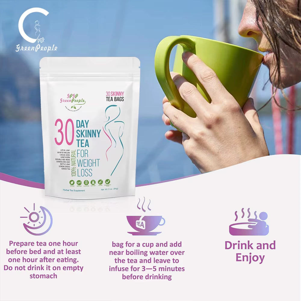 Natural 40 Days Herbal Skinny Detox Weight Loss Supplement No Caffeine Non-Gmo Health Food Vitamins and Supplements