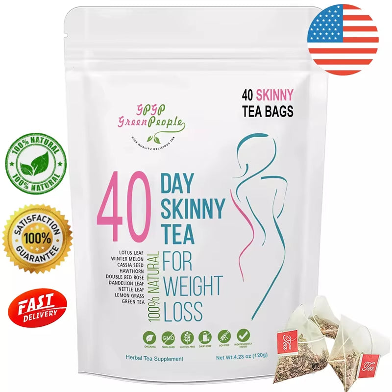 Natural 40 Days Herbal Skinny Detox Weight Loss Supplement No Caffeine Non-Gmo Health Food Vitamins and Supplements